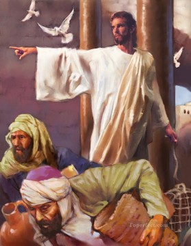 イエス Painting - イエスとハトの宗教的なキリスト教徒